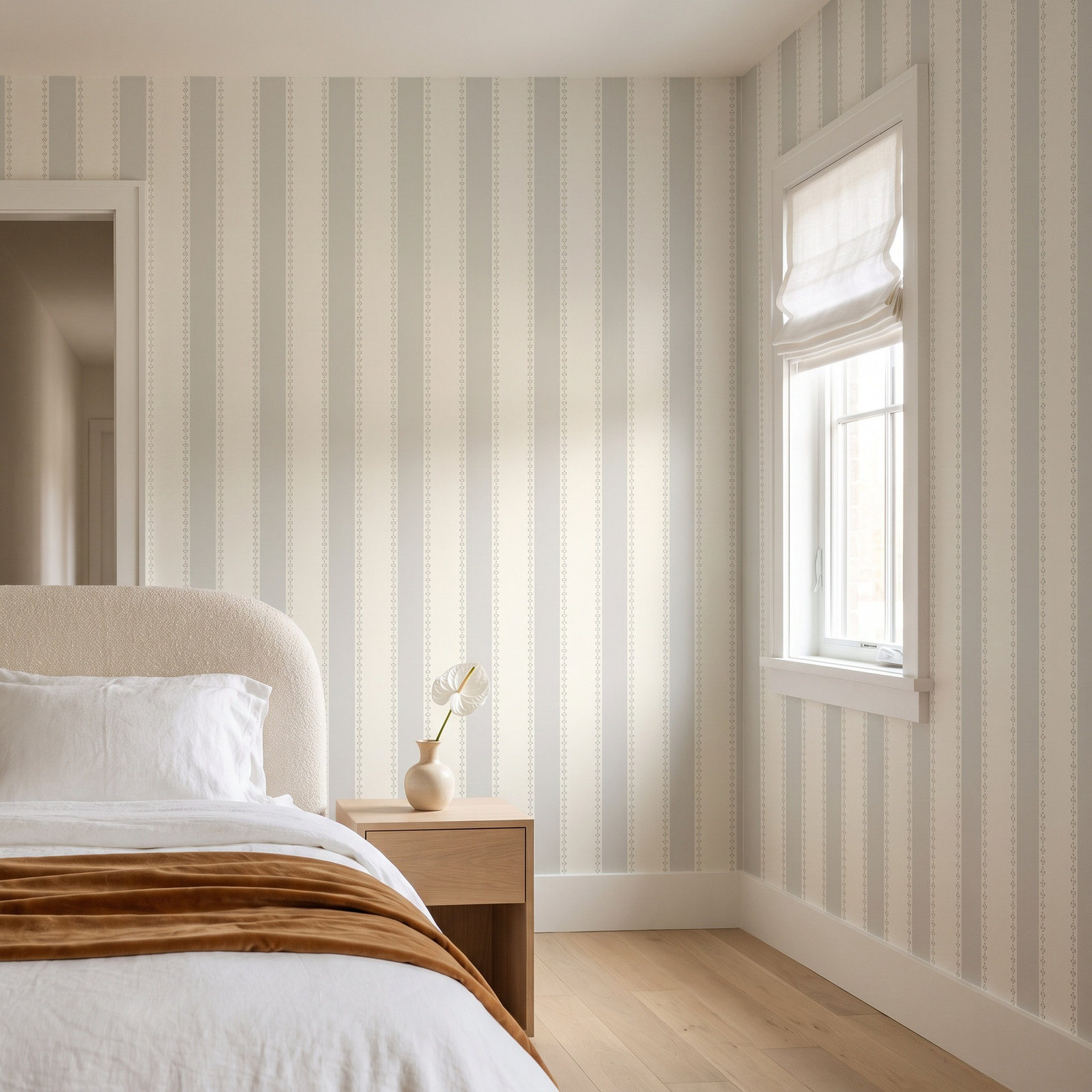 Awning Stripe Wallpaper Double Roll, Beige