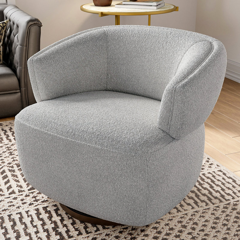 Oversized 360-Degree Swivel In Grey - High Foam Padding, Fabric, Spin Accent Lounge Chair Fully Assembled, Resistance, Grey