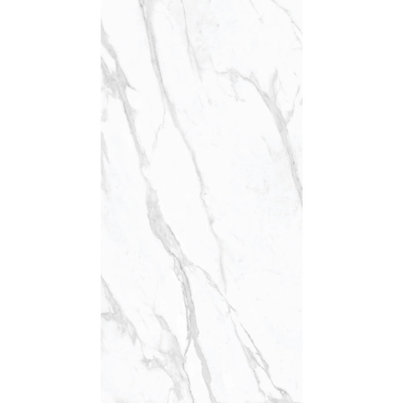 32" x 64" Porcelain Marble Look Wall & Floor Glossy White Tile Calacatta Carrara