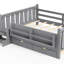 Lit sur pied avec tiroirs de rangement, escaliers mignons et garde-corps-412495528-412495535