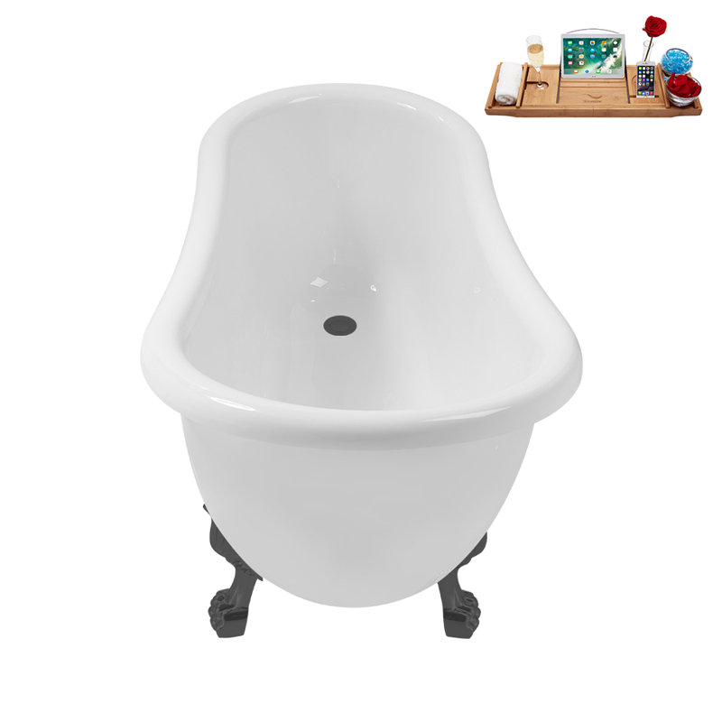 53.1'' x 25.6'' Freestanding Soaking Acrylic Bathtub, Brushed Gun Metal, Brushed Gun Metal