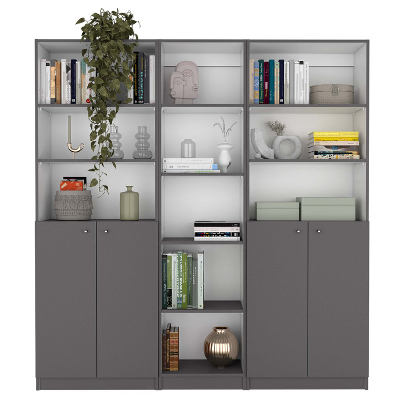 Britnai Storage Bookcase, (11 Shelves) 71.1"H x 67.1"W x 11.7"D, Multicolor