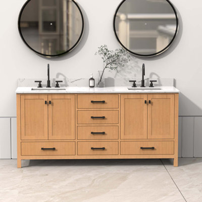 Meuble-lavabo à double cadre en bois massif
