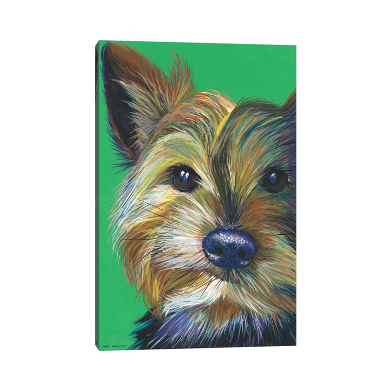 Yorkshire Terrier On Emerald by Kirstin Wood - Painting on Canvas, Wrapped Canvas, 66.04 cm H x 45.72 cm W x 1.91 cm D