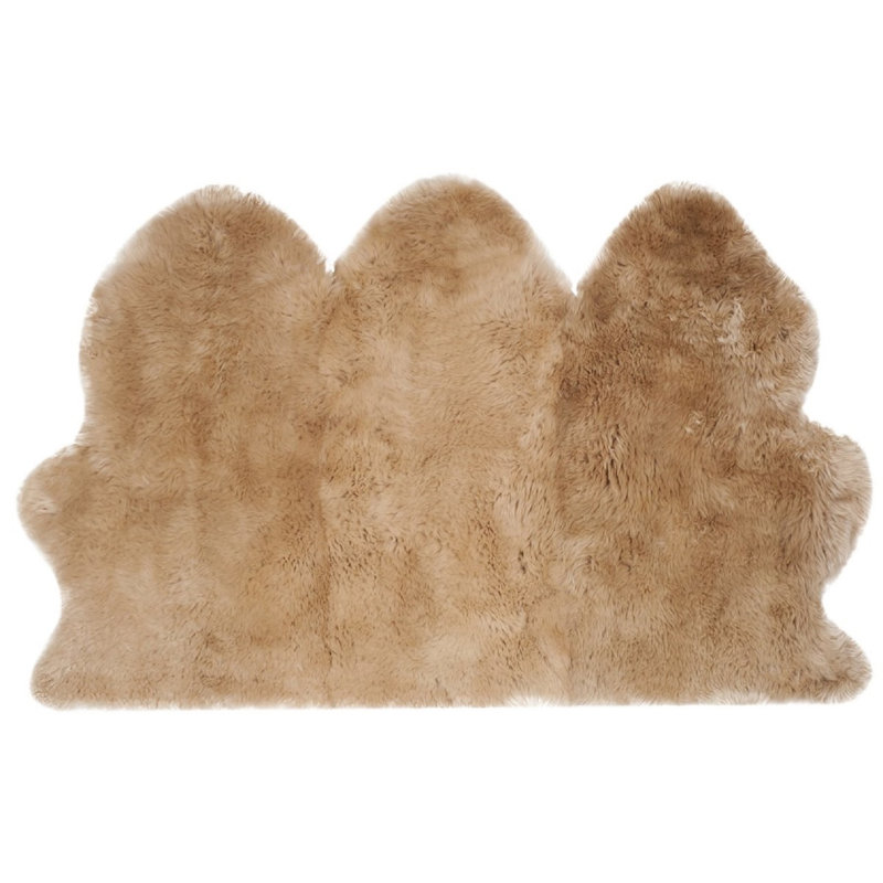 Tapis beige en peau de mouton Pavlova, Rectangulaire 3 pi x 5 pi