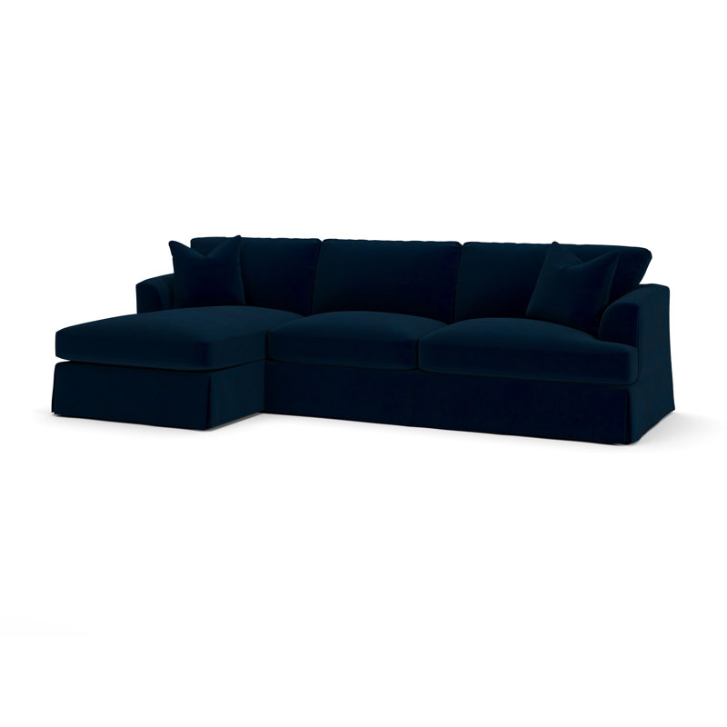 Lucia Chaise Sectional, Left Hand Facing, Bella Ink Blue Performance Velvet
