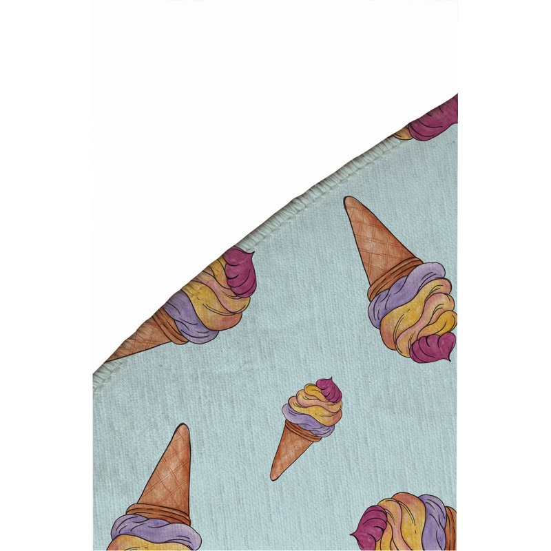 Summer Ice Cream Outdoor Rug, Round 5'