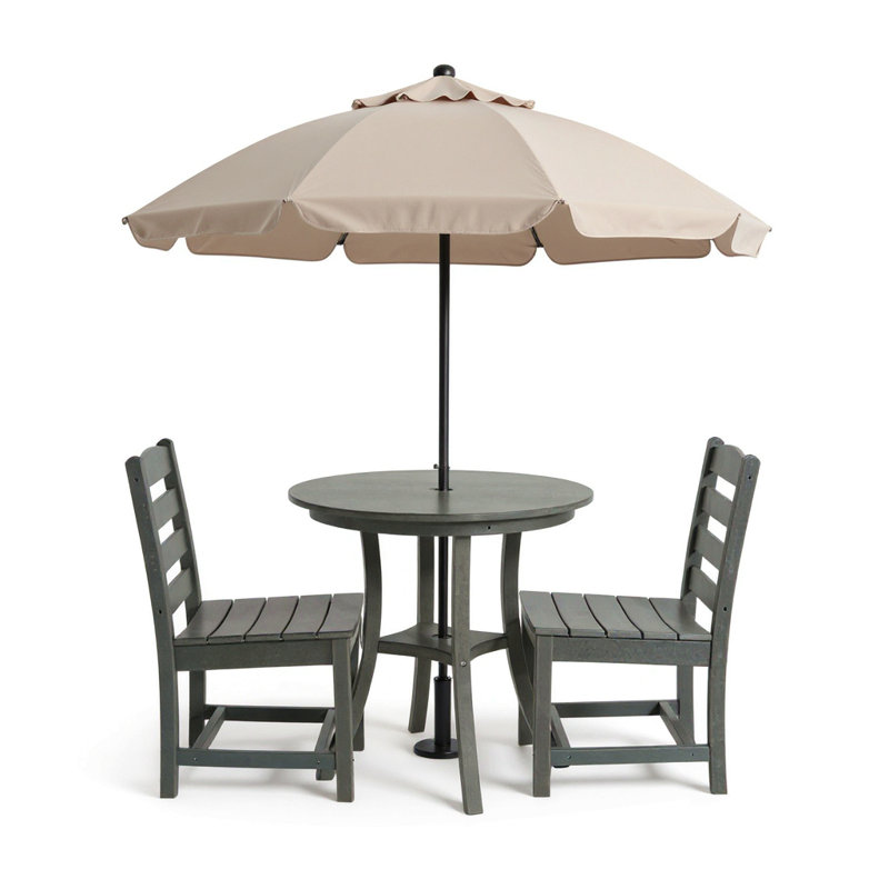 3-Piece Outdoor Dining Set – Hdpe Round Patio Table And 2 Armless Chairs, Heavy-Duty And All-Weather, Great For Balcony Or Lawn