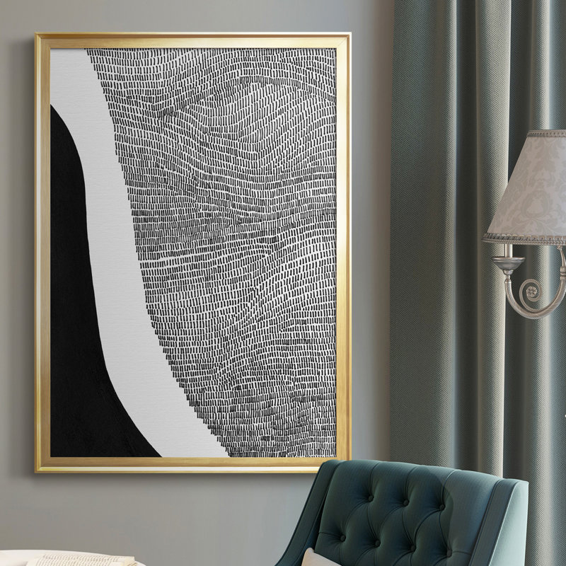 «Black and White Abstract I», reproduction de cadre photo sur toile, H 24,5 po x l 18,5 po x P 1 po, Or