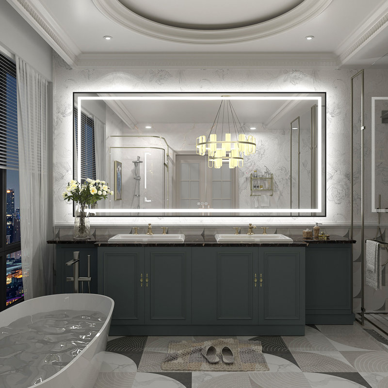 Wayfair Basics® UL Certified Front & Back LED Anti-Fog Tempered Glass Framed Bathroom/Vanity Mirror, 72" x 36"