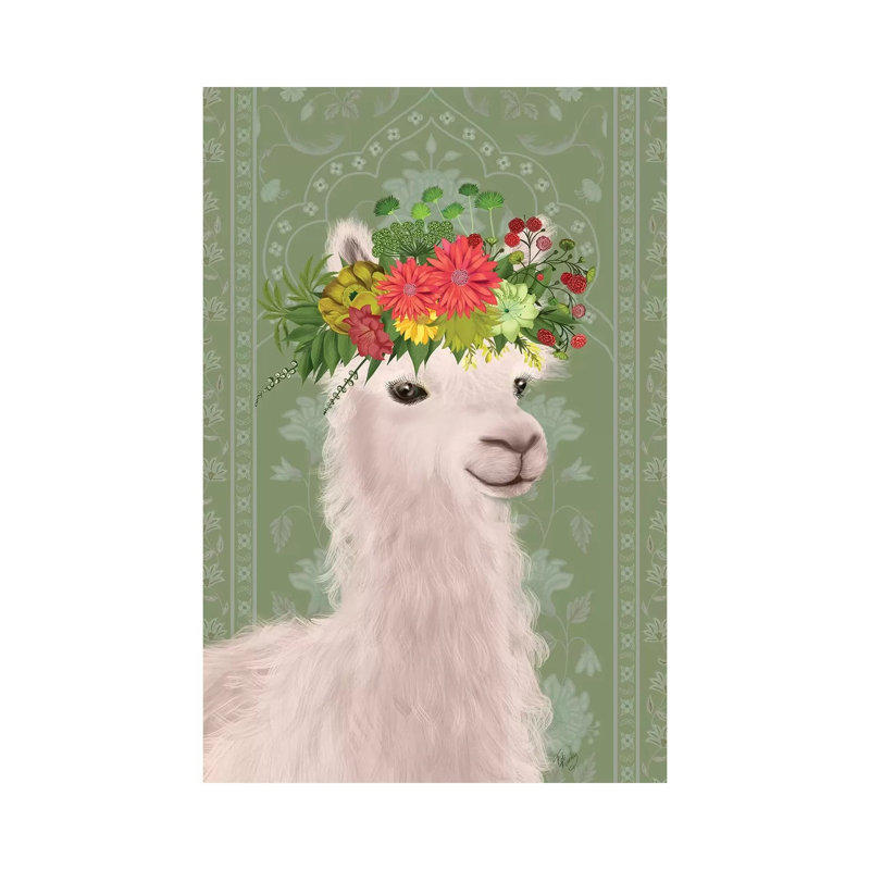 Llama Bohemian 4 by Fab Funky - Wrapped Canvas Gallery-Wrapped Canvas Giclée, 20.32 cm H x 30.48 cm W