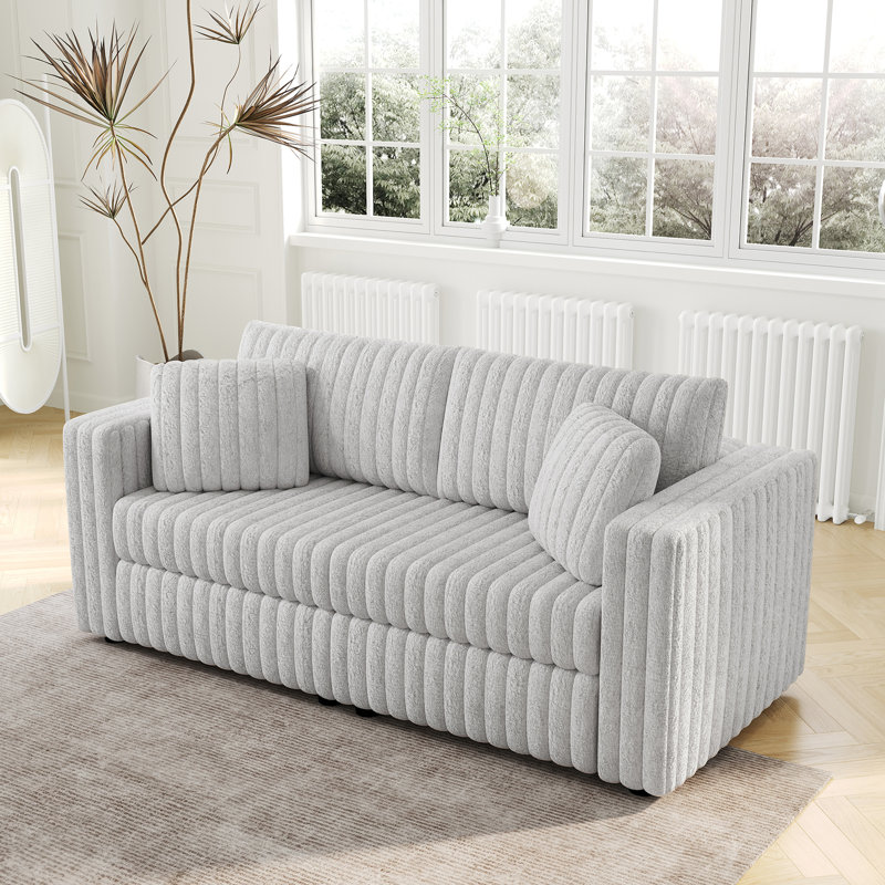 75,6 po. Modulaire doux en gris. Fabrication en bois massif et en métal. Mobilier de maison confortable. Combinaison libre de 2 longueurs grises. Design et confort modernes. Combiner les arrangements. Multifonctionnel avec