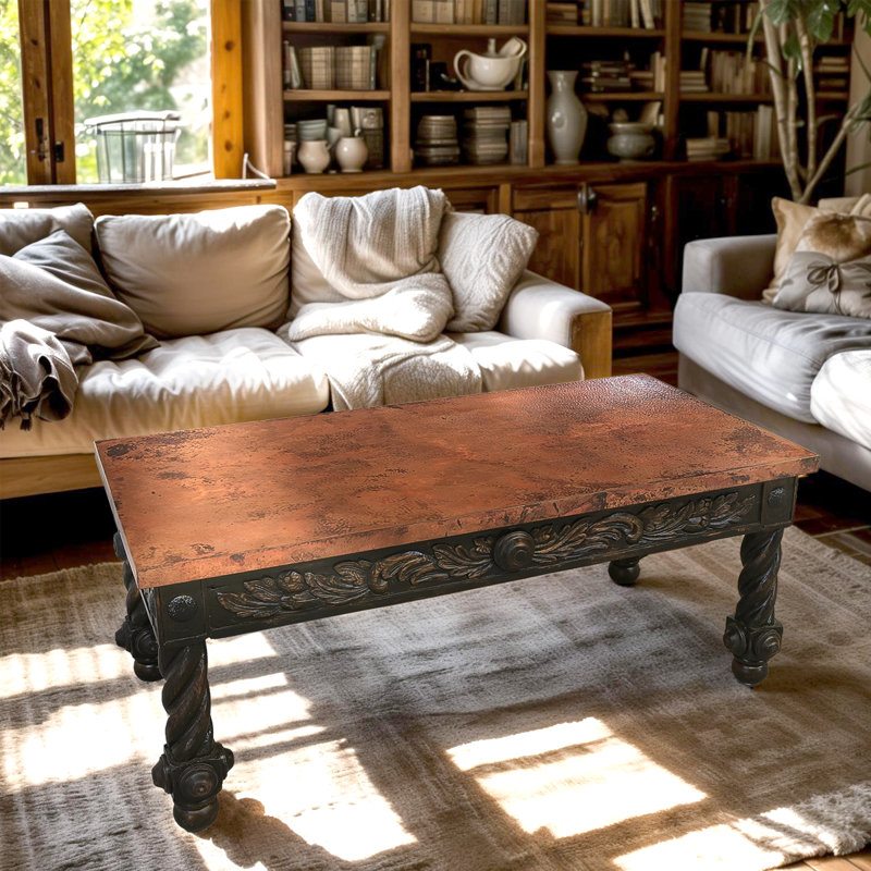 Copper & Turned Leg Coffee Table