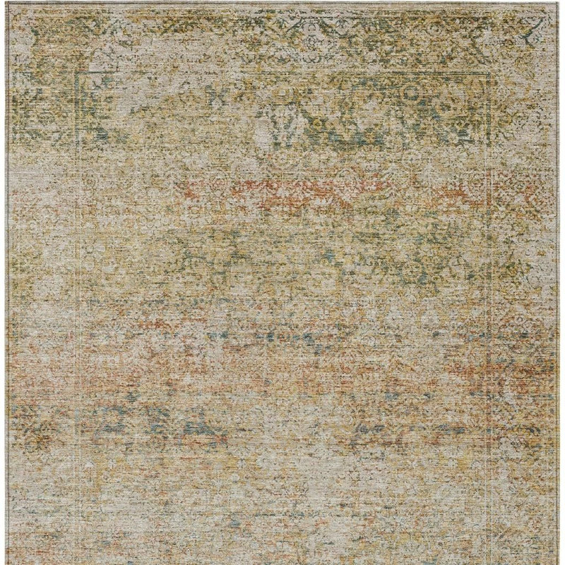 Tapis extérieur lavable abstrait doré et beige 3 pi x 5 pi