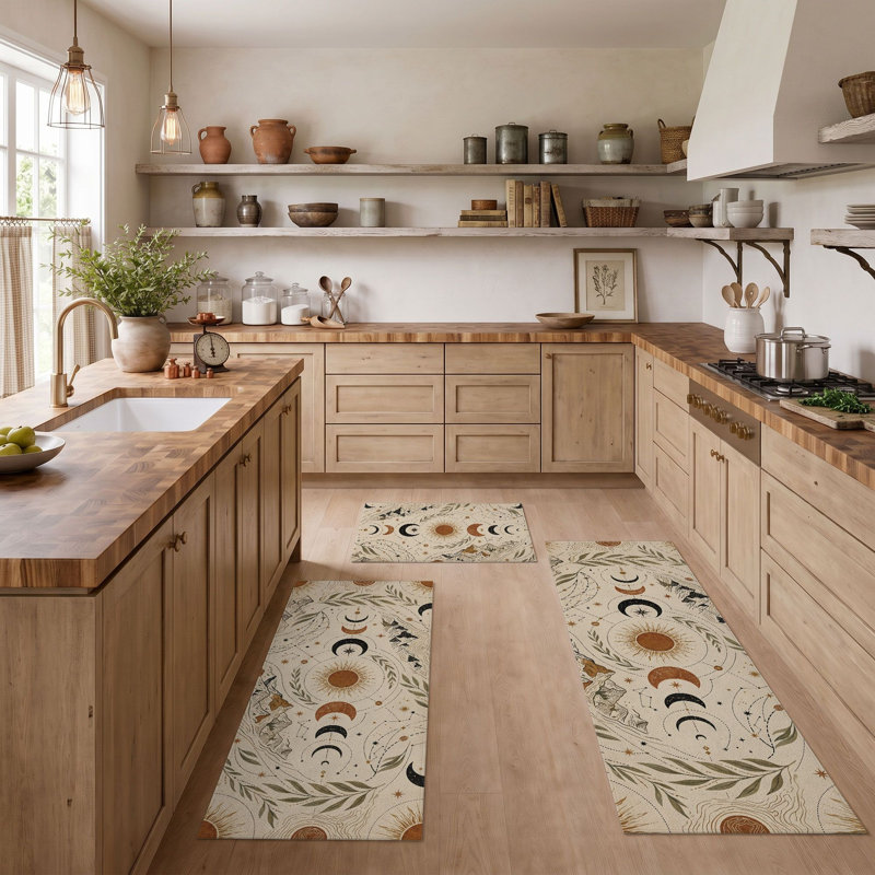 Moon Phase Non-Slip Washable Kitchen Mats