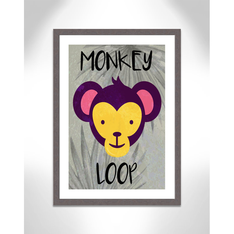 «Monkey Loop», impression sur papier, H 34,5 po x l 24 po x P 0,6 po, Encadré plat à grain de bois gris