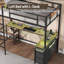 Lit mezzanine simple en L avec bureau, 3 tiroirs de rangement, station de charge, structure de lit mezzanine en métal avec lumières DEL et échelle