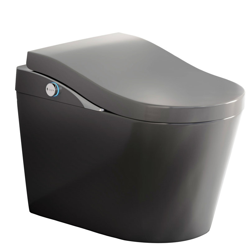 Modern Bidet Toilet With Auto Open/Close, Flush, Heated Seat, Warm Water Wash, Foam Function, And Adjustable Nozzle Positions - Grey, Contemporary Design Smart Automatic Open Close, Built In