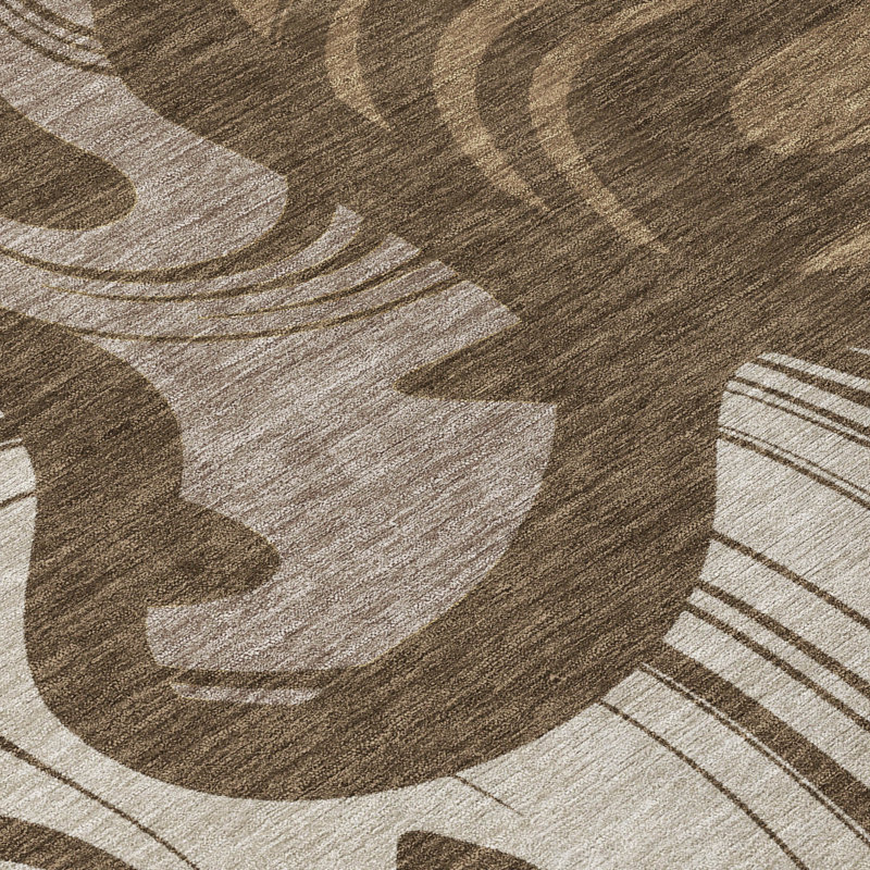 Machine Washable Indoor/Outdoor Chantille ACN2852 Abstract Rug, Chocolate, 9' x 12'