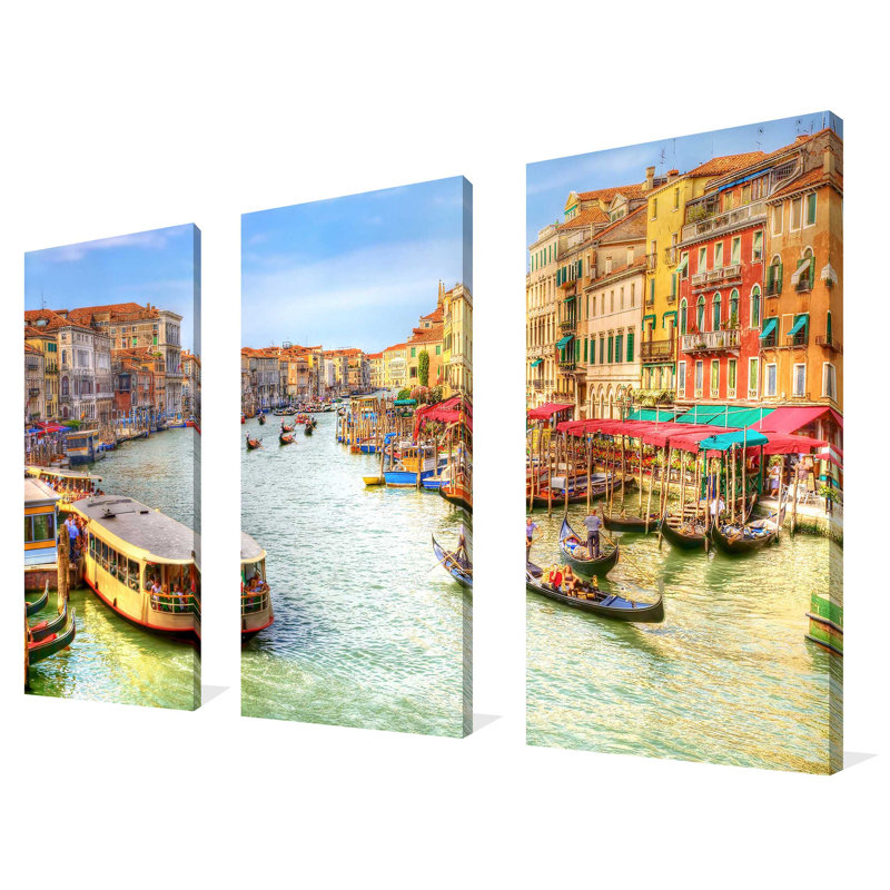 Venise, Italie - ensemble de 3 reproductions de photos sur toiles tendues, H 32 po x l 48 po x P 0,75 po