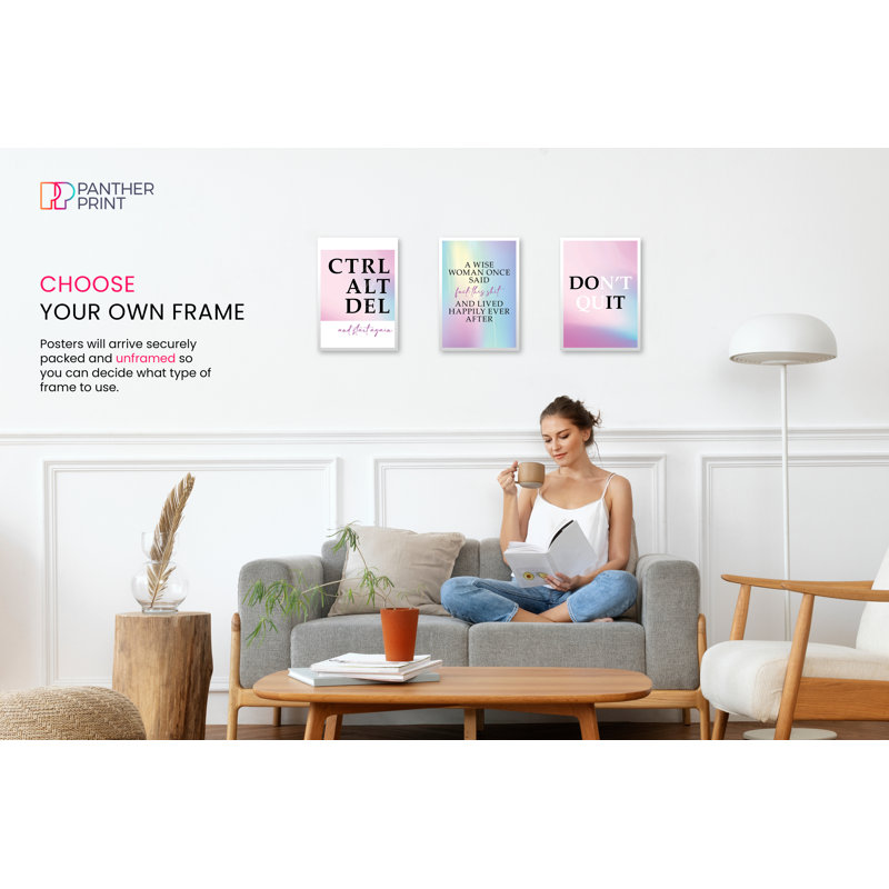 4 A Wise Woman Once Said, Ctrl Alt Delete And Start Again, And Don't Quit - 3 Piece No Frame Print Set, 42cm H x 29.7cm W
