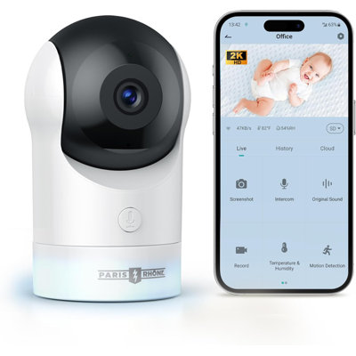 Wifi Baby Camera, 2k Uhd Smart Baby Monitor For Baby/pet/home Security, App Control, Motion And Cry Detection, Ai Tracking, Rgb Night Light, Three-way Audio