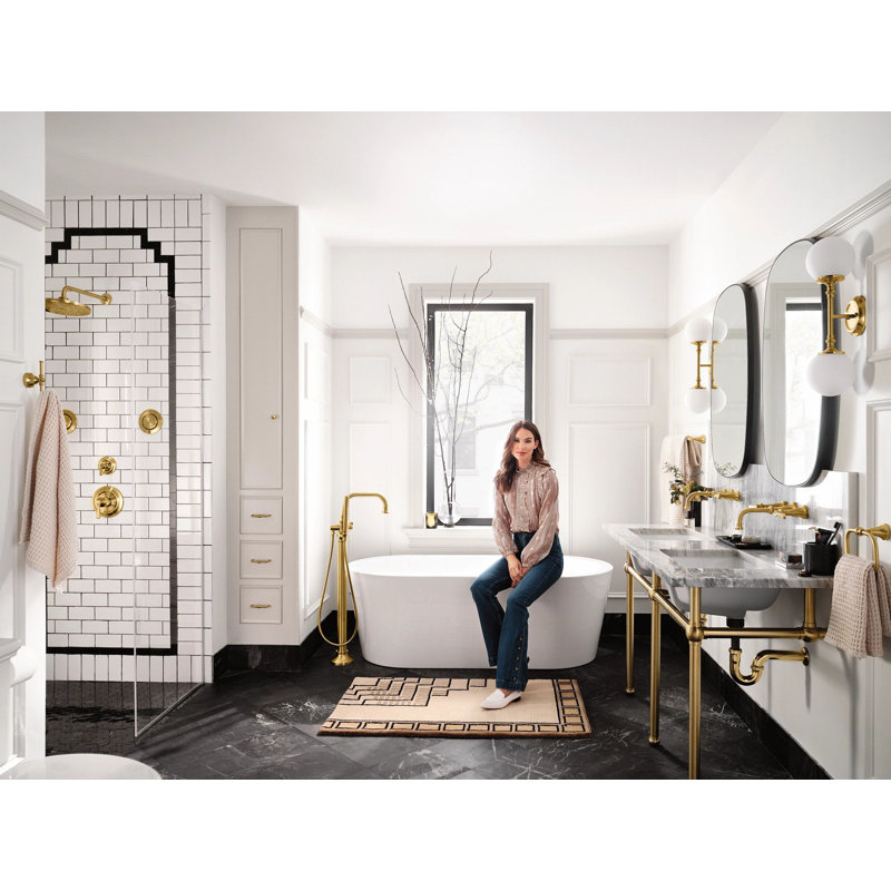 Waterhill Rain Fixed Shower Head with Immersion, Brushed Gold