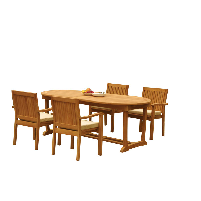Kenyon Outdoor 11 - Piece Teak Dining Set, 30.5" H x 82" L x 40" W, 4