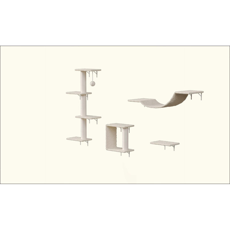 Meuble mural moderne pour chat - 4 pièces, Beige