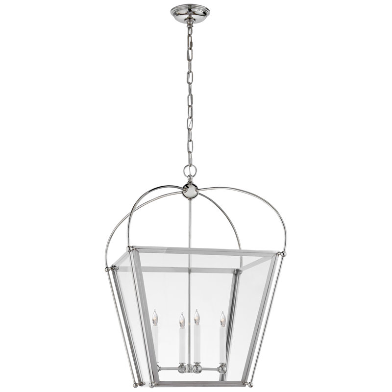 Chapman & Myers Riverside Small Square Lantern, Polished Nickel, 31" H x 21" W x 21" D