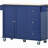 Folding blade portable kitchen island - solid wood top, locking wheels, and storage cabinet, 52.7 inches width (dark blue)-566602921