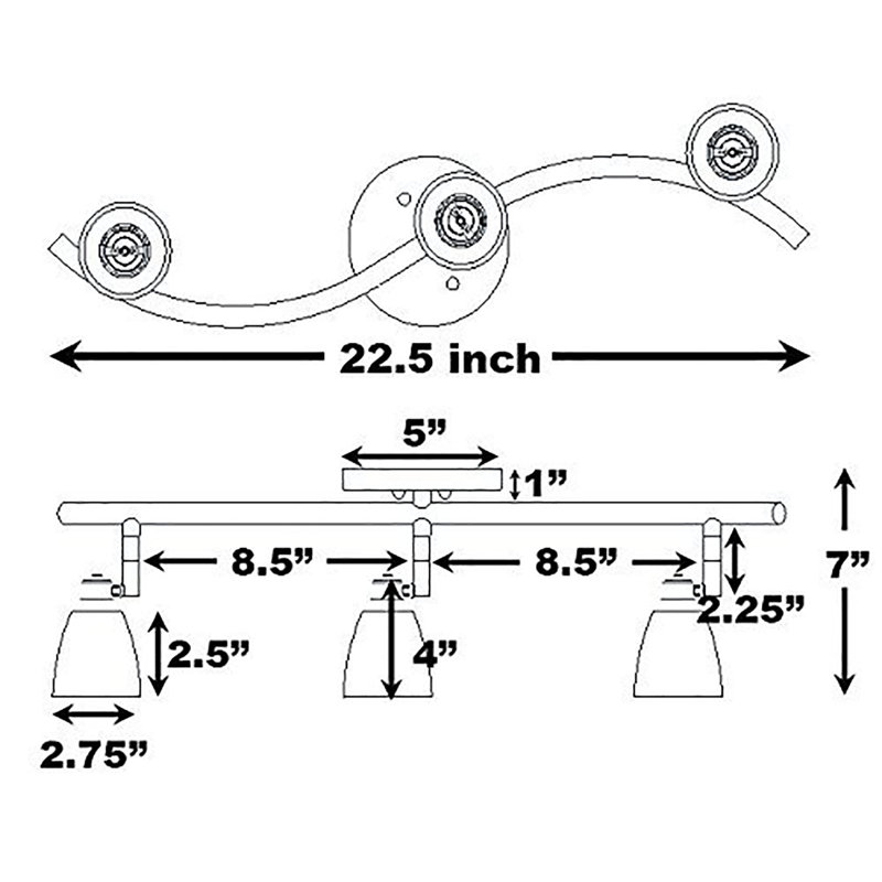 22.5'' 3 -Light Fixed Track Track Kit with Dimmable and Adjustable Head, Yellow