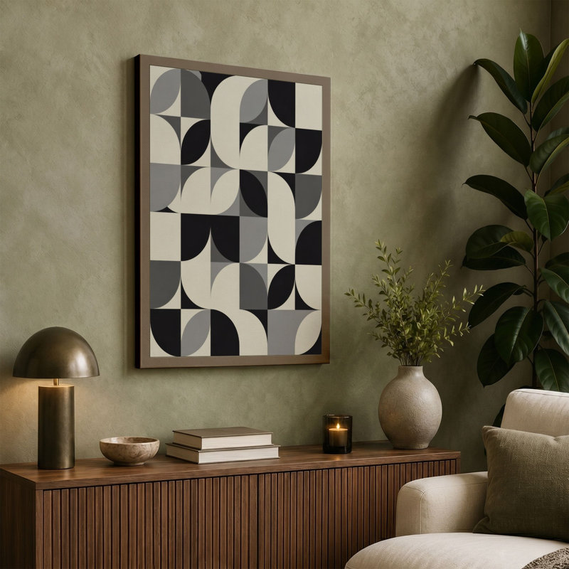 Turning Squares Geometric - Wrapped Canvas, 30x20 - 76.2 x 50.8 cm, Teal Border
