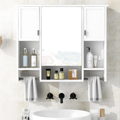 Armoire de salle de bain 35 po x 28 po avec miroir - style mural et fonctionnel