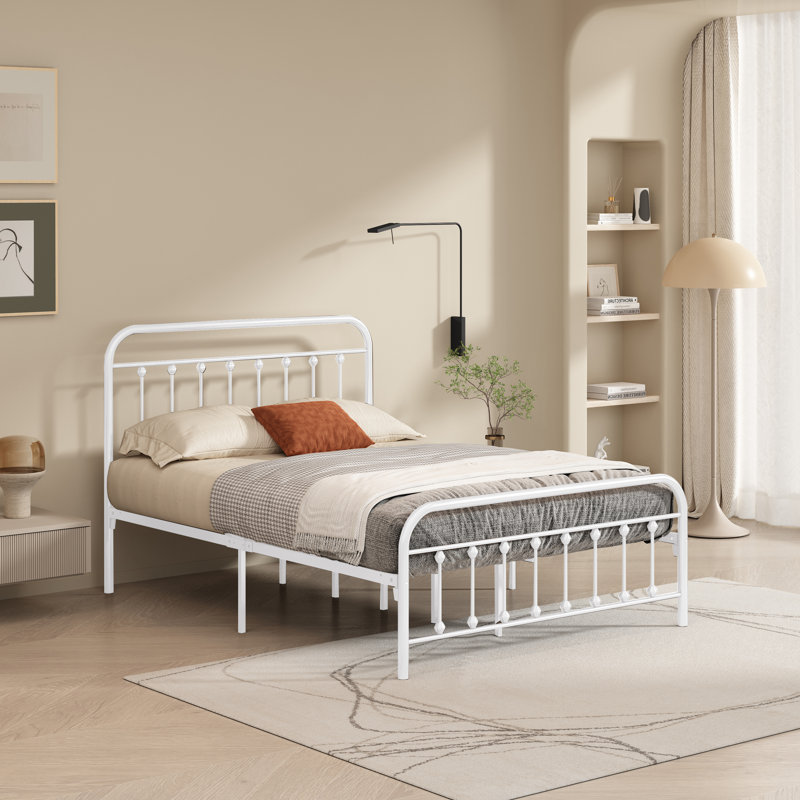 Hidalgo Metal Platform Bed, Full/Double, White