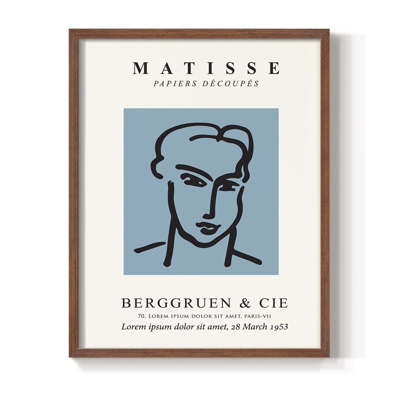 Matisse CXXXVI Framed Print - Solid Wood, Brown, 10" H x 8" W