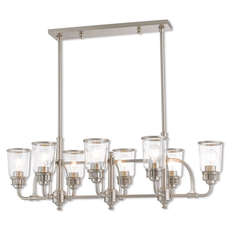 Lustre classique à 8 lumières avec abat-jour en cristal Ifeyinwa, Argent