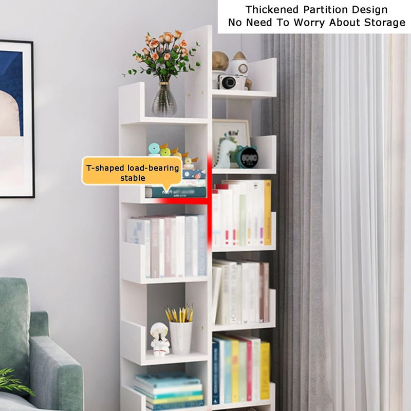 Tree Bookshelf Floor Standing Bookcase Vertical Book Shelves Tree Storage Display Shelf for Bedroom Living Room
