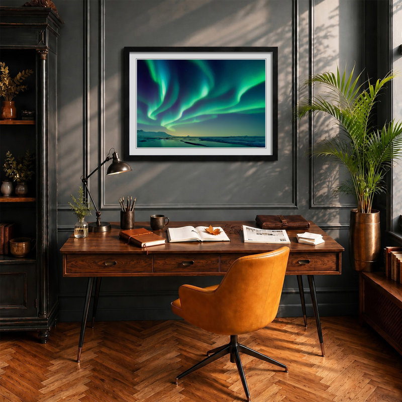 Righteous Aurora Borealis - Framed Print, Black , 46cm H x 64cm W x 2cm D