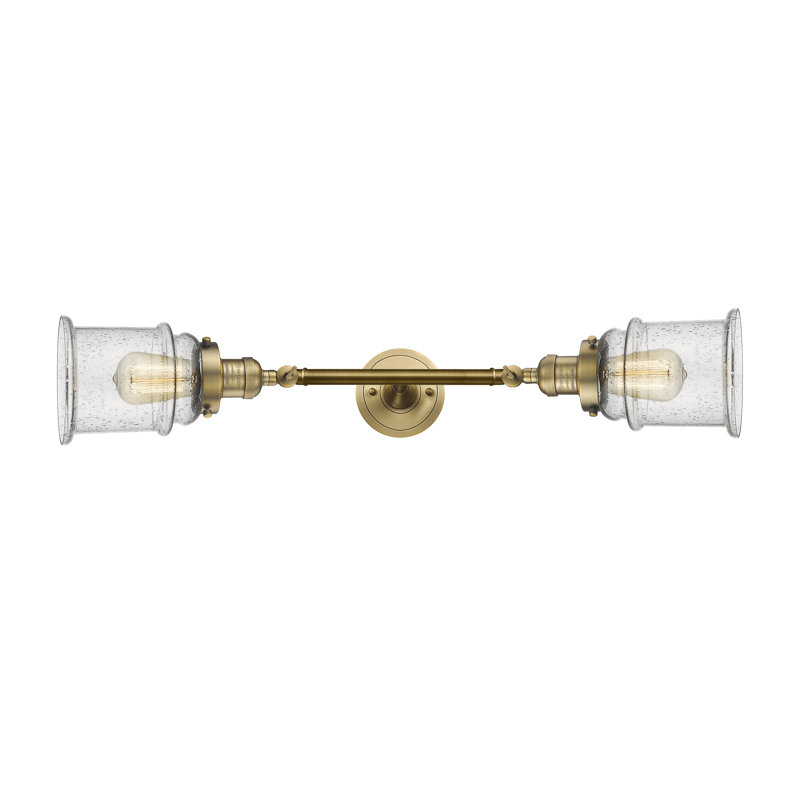 Éclairage pour salle de bain à 2 lumières à intensité variable Latour, Grainé, Laiton brossé, Ampoule DEL rétro de 3,5 watts