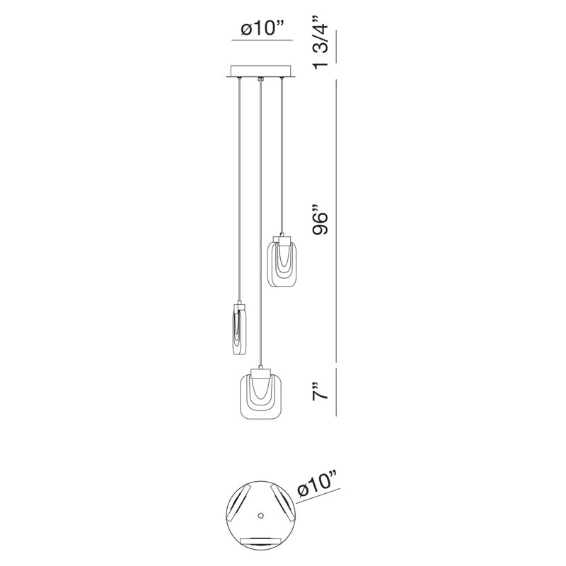 Paget,3lt LED Chandelier,Chrome