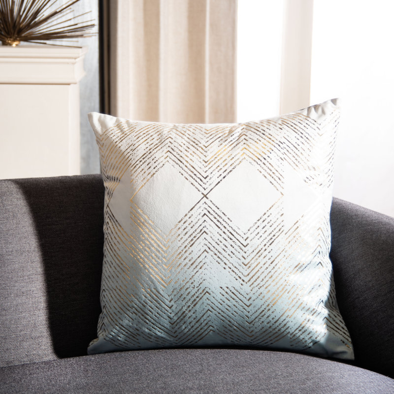 White and Gold Geometric Art Deco Throw Pillow