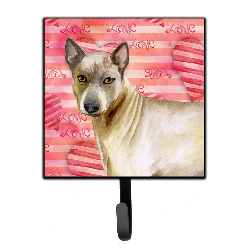 Saadet Metal Wall Organizer with Key Hooks, Pink/Brown, Thai Ridgeback