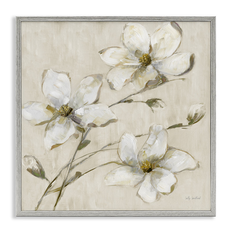 Giclée encadrée de fleurs de cornouiller aux tons neutres, design par Sally Swatland