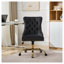 Chaise de bureau moderne capitonnée en velours avec siège large, siège de bureau rembourré noir pour bureau personnel