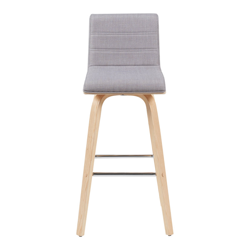 Fowey Biance Modern Swivel Counter Height or Bar Height Stool with Upholstered Seat and Wood Frame, Natural, Gray