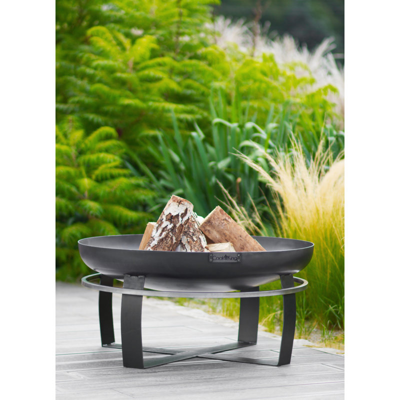 Round Steel Wood Burning Smokeless Fire Pit, 37cm H x 100cm W x 100cm D