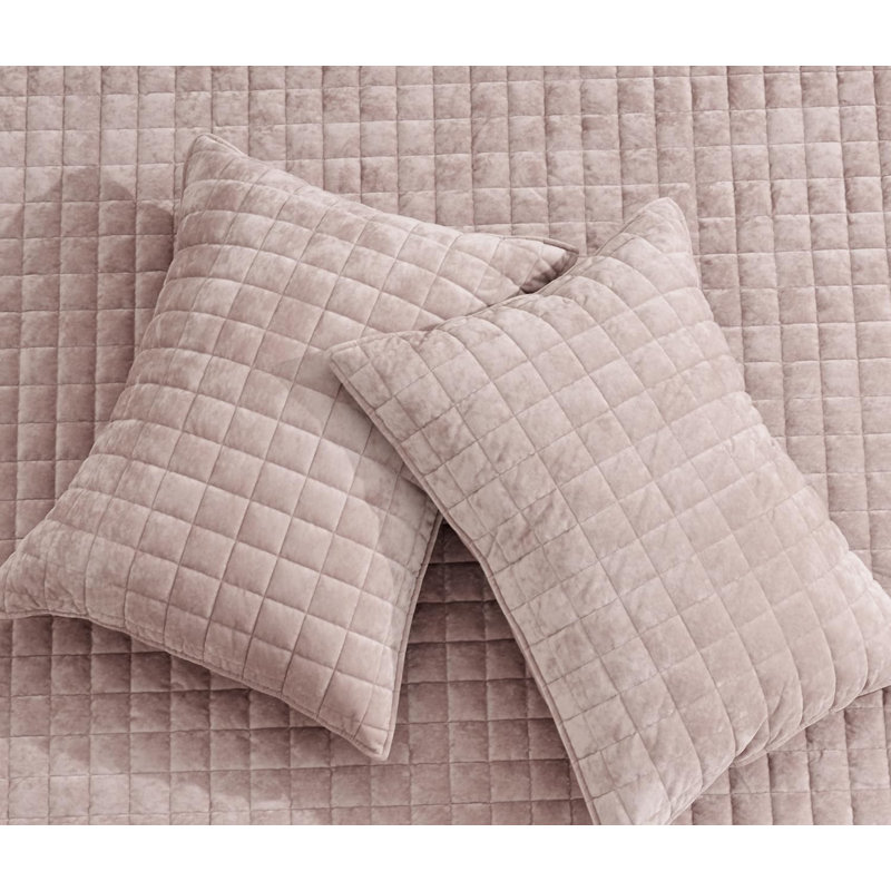 Luxury Velvet King Quilt Set for All Season, Rose Pink