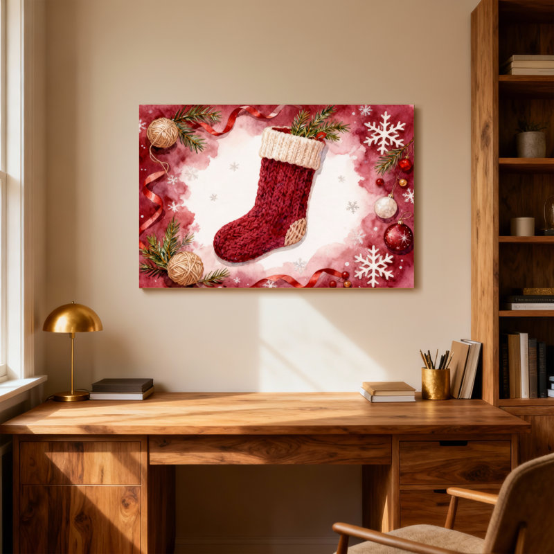 Décoration de Noël bas de Noël flocons de neige, ruban, pommes de pin, décorations, H 12 po x l 18 po