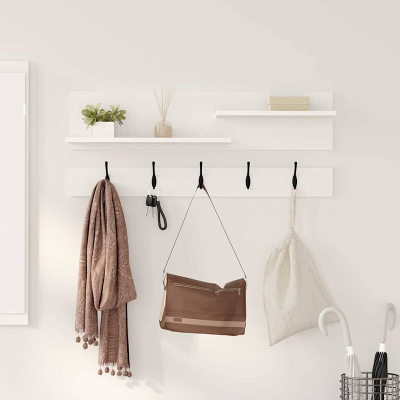 Wall-Mounted Coat Rack With Shelf 90 X 15 X 36 Cm, White